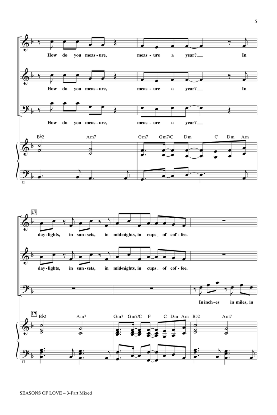 Seasons Of Love (from Rent) (arr. Mac Huff) 3-Part scores gallery preview page 3