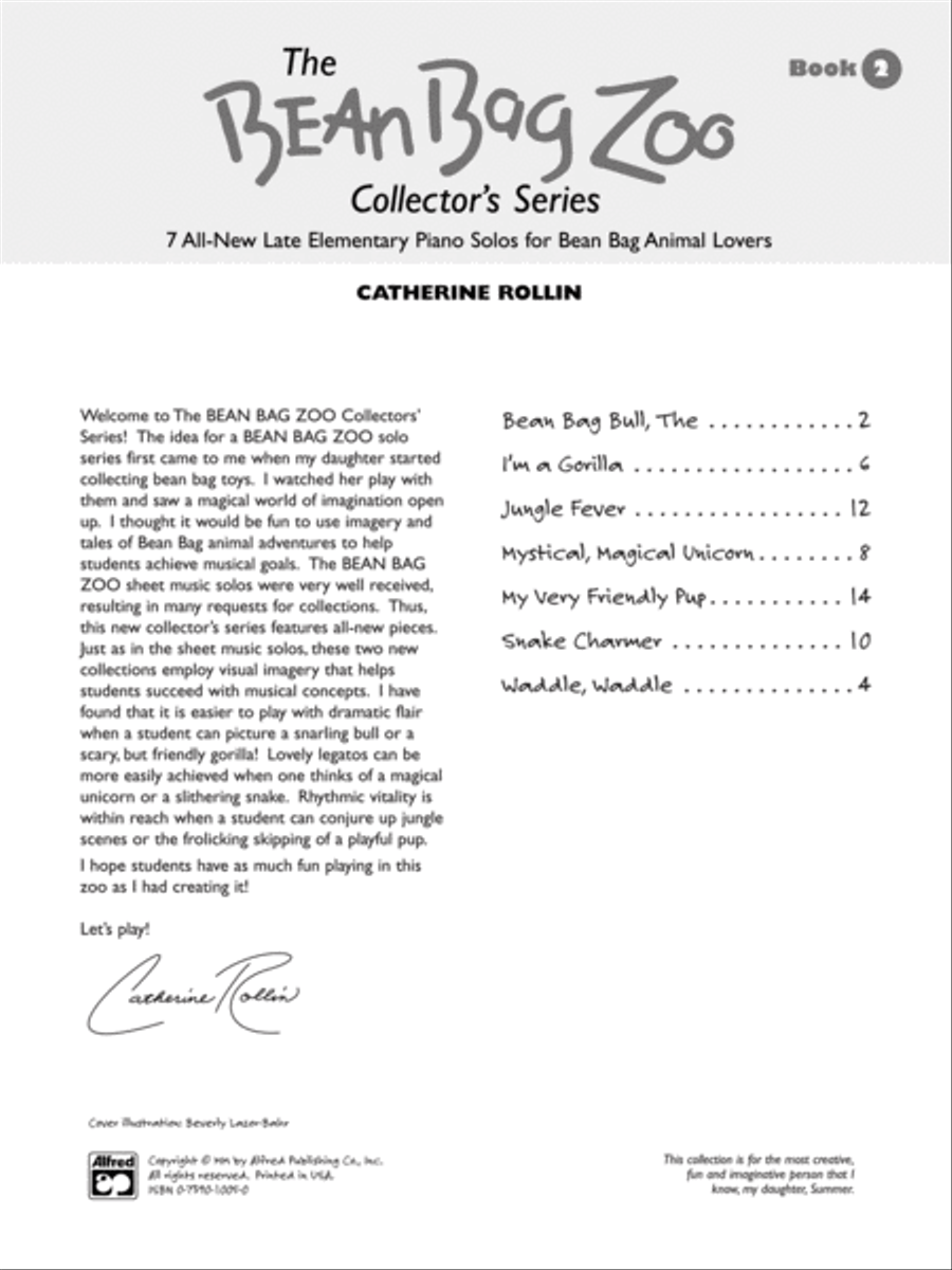 The Bean Bag Zoo Collector, Book 2 Easy Piano scores gallery preview page 2