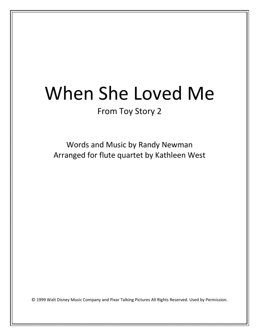 When She Loved Me Flute Quartet scores gallery preview page 1