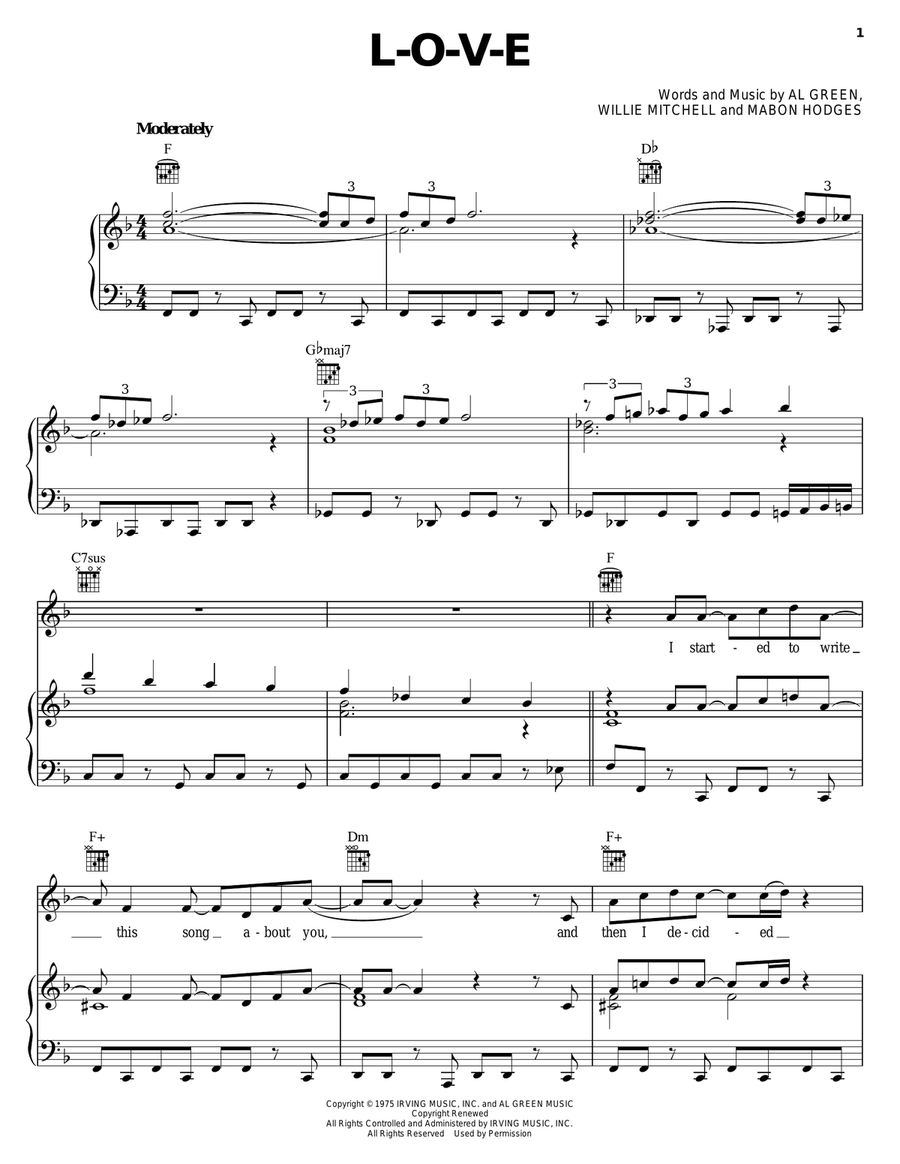 L-O-V-E Piano, Vocal, Guitar scores gallery preview page 1