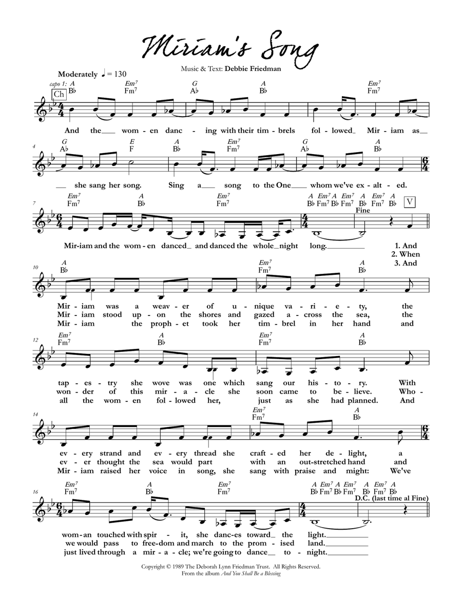 Miriam's Song Piano scores gallery preview page 1