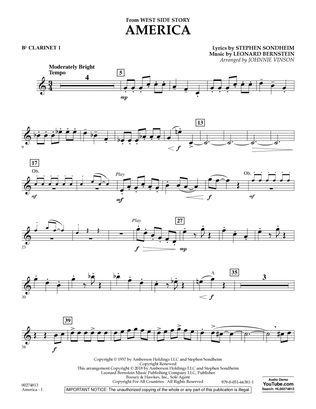 America (from West Side Story) (arr. Vinson) - Bb Clarinet 1