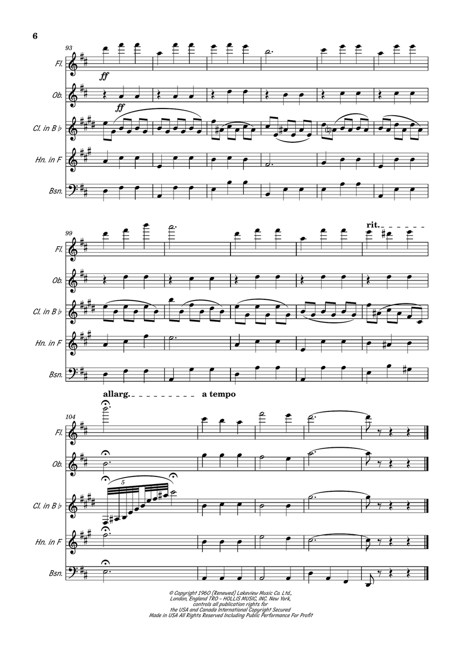 Oom-Pah-Pah (from Oliver!) Woodwind Quintet scores gallery preview page 6