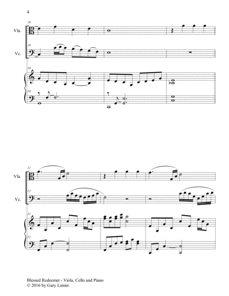 BLESSED REDEEMER (Trio – Viola, Cello & Piano with Score and Parts) image number null