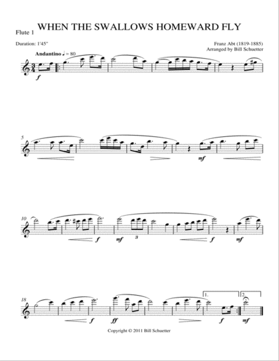 When the Swallows Homeward Fly Flute scores gallery preview page 3