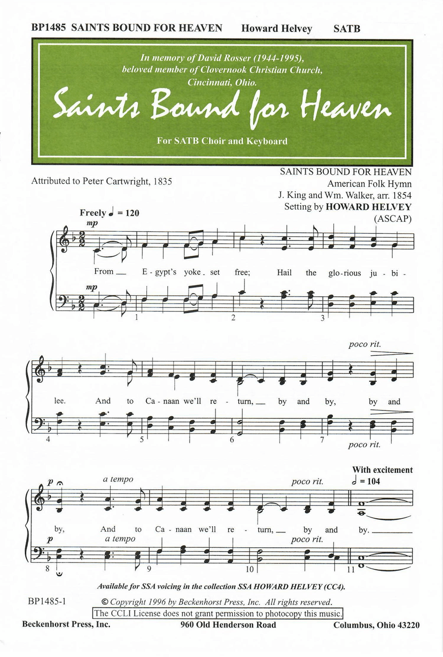 Saints Bound for Heaven Saints Bound for Heaven 4-Part scores gallery preview page 1