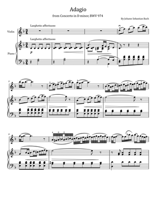 Adagio from Concerto in D minor BWV 974 - for Violin and Piano