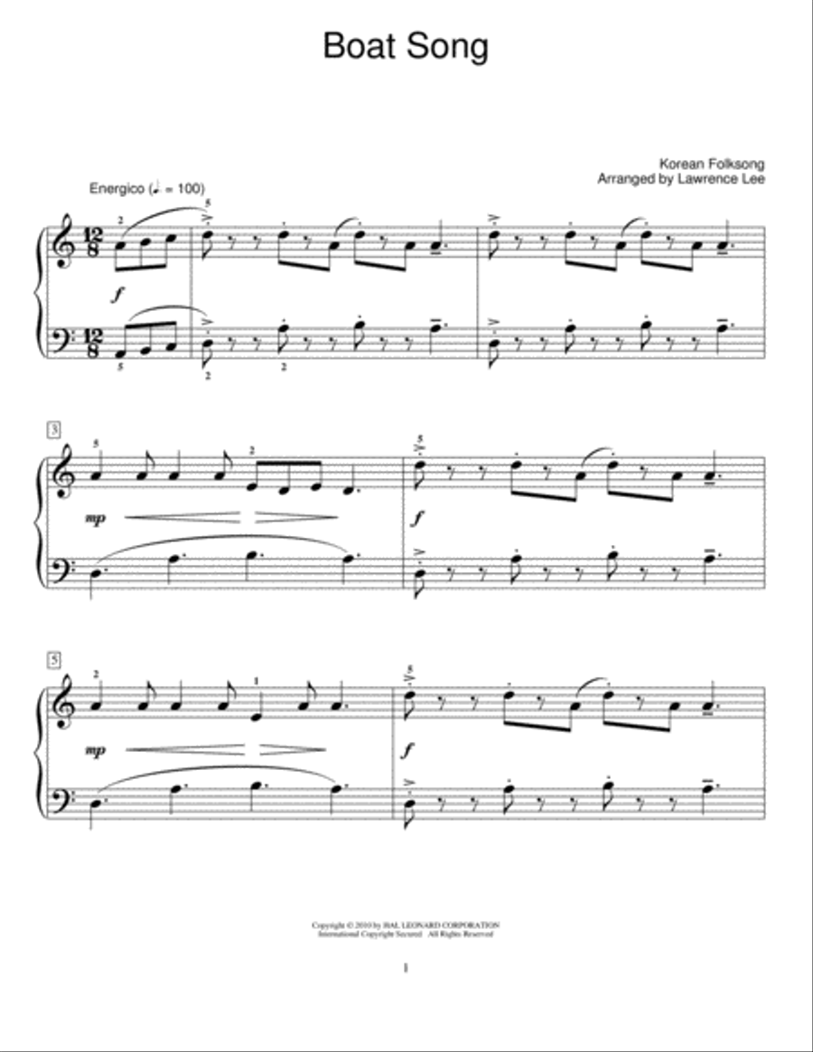 Boat Song Boat Song Piano Method scores gallery preview page 1