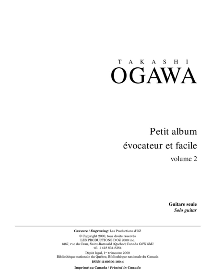 Petit album évocateur et facile, vol. 2 Classical Guitar scores gallery preview page 1