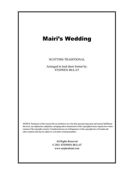 Mairi's Wedding (Scottish Traditional) - Lead sheet in original key of G