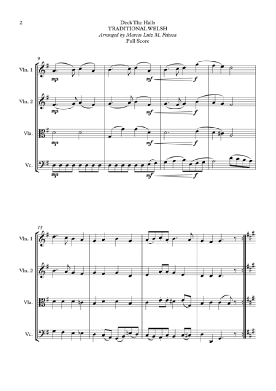 Deck The Halls - String Quartet String Quartet scores gallery preview page 4