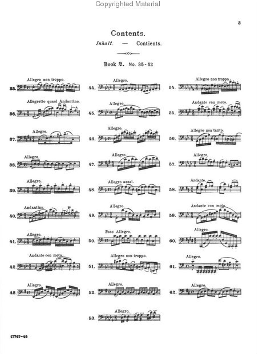 62 Select Studies, For Violoncello