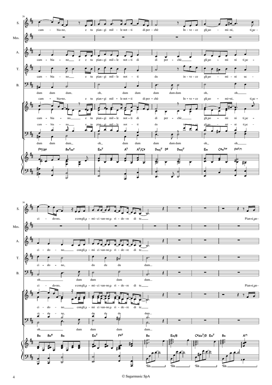 Gli Uomini non Cambiano (SSATB + Piano) SSATB scores gallery preview page 5