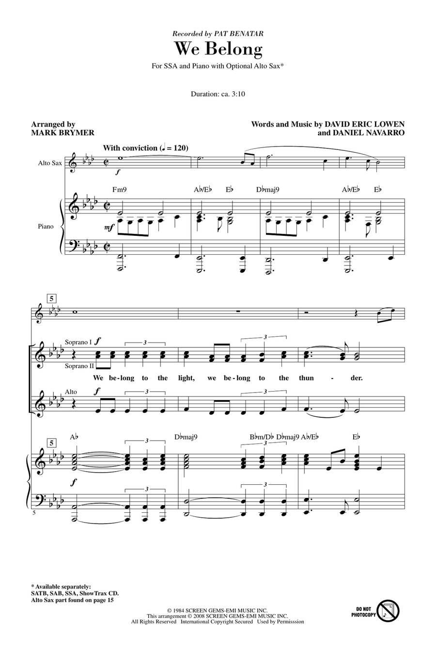 We Belong SSA scores gallery preview page 1