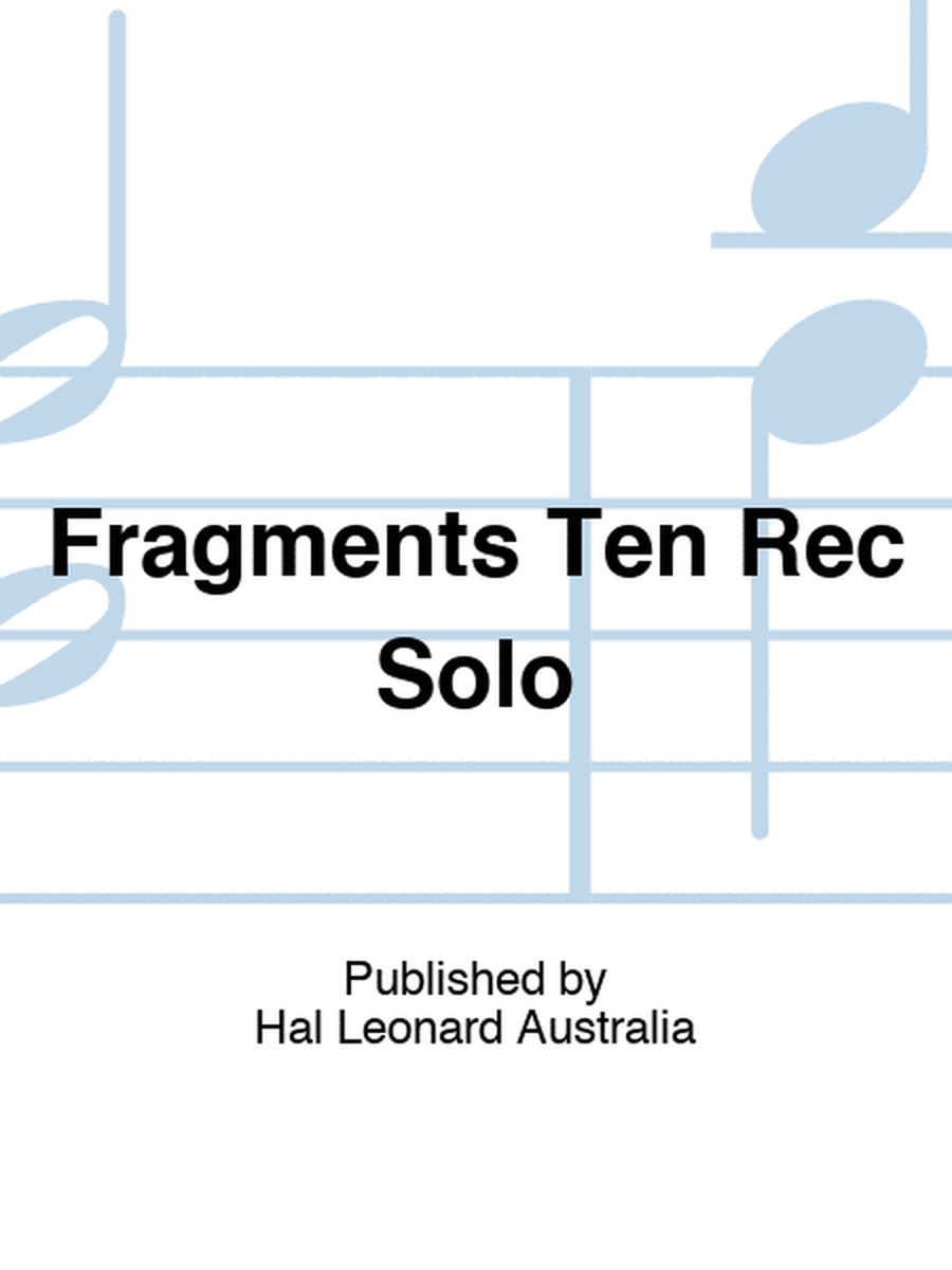 Shinohara - Fragments For Tenor Recorder Solo