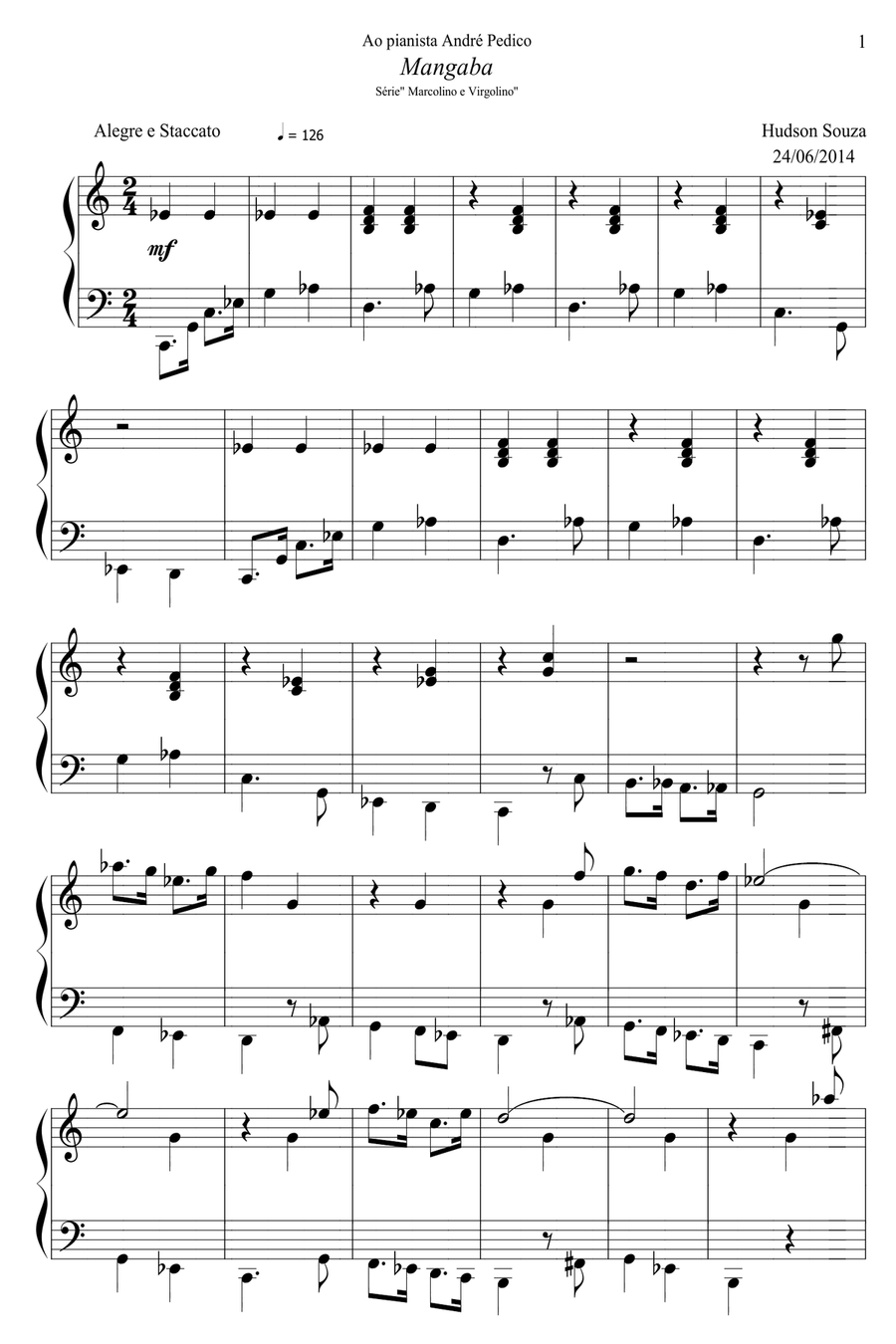 Mangaba Mangaba Piano Solo scores gallery preview page 1