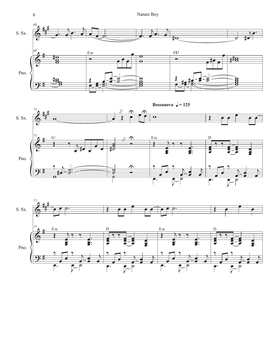 Nature Boy Soprano Saxophone scores gallery preview page 6