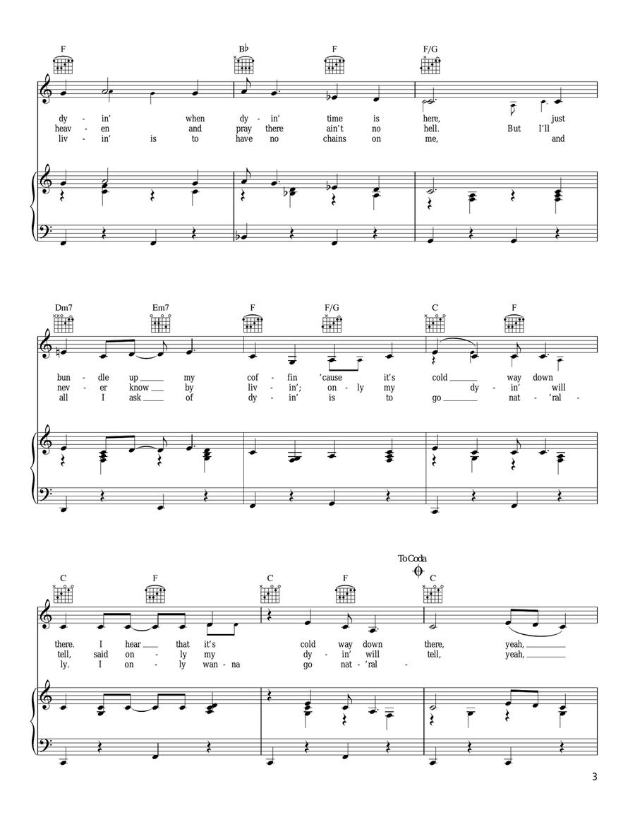 And When I Die Piano, Vocal, Guitar scores gallery preview page 3
