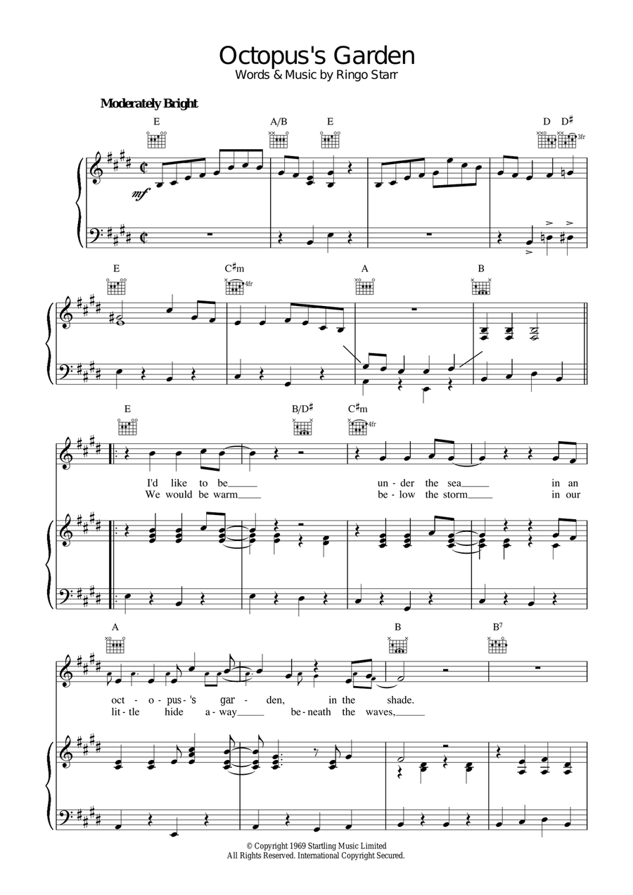 Octopus's Garden Acoustic Guitar scores gallery preview page 1