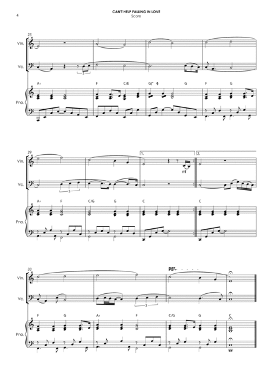 Can't Help Falling In Love Piano Trio scores gallery preview page 4