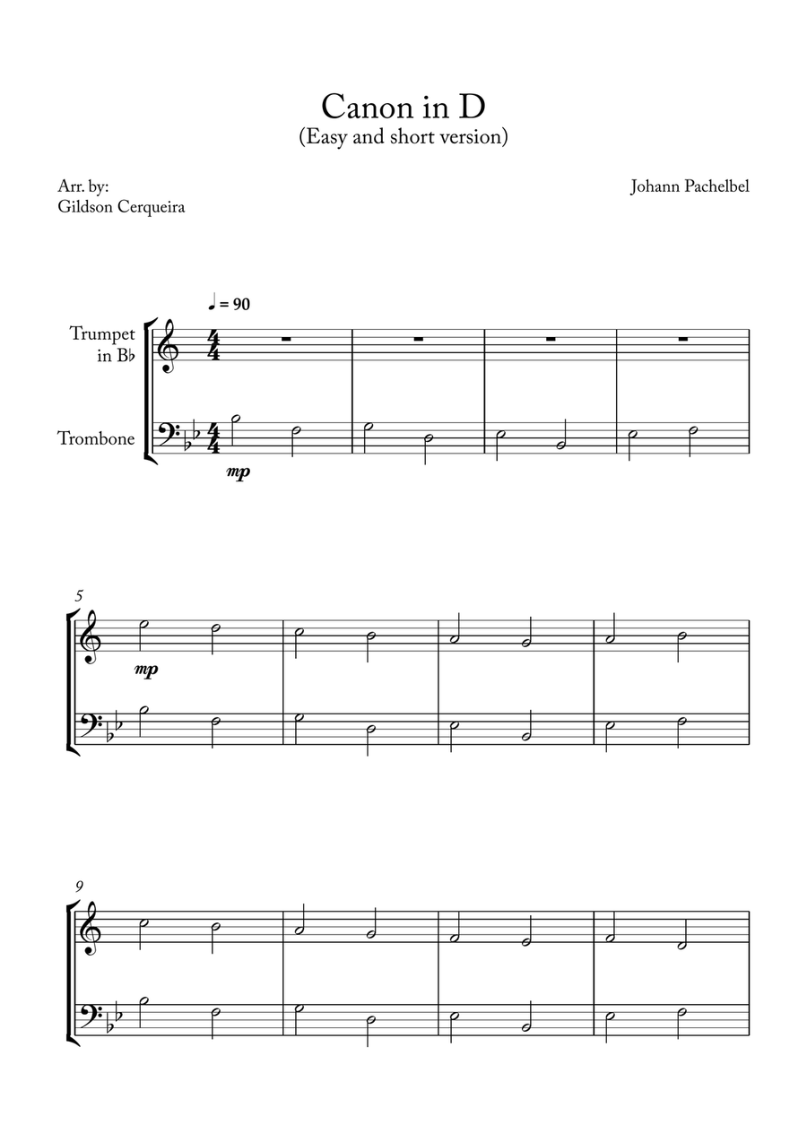 Canon in D Brass Duet scores gallery preview page 1