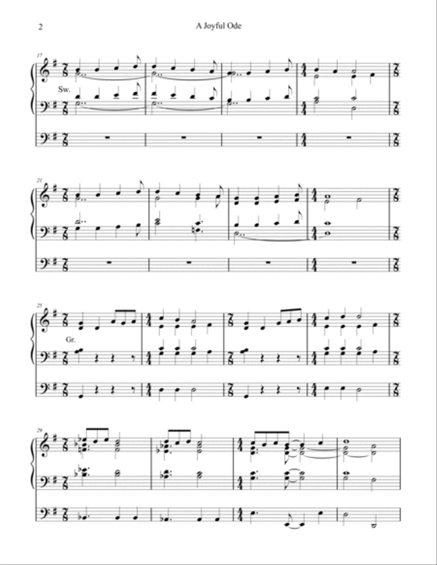 A Joyful Ode (Ode to Joy), organ work by Phil Lehenbauer Organ Solo scores gallery preview page 3