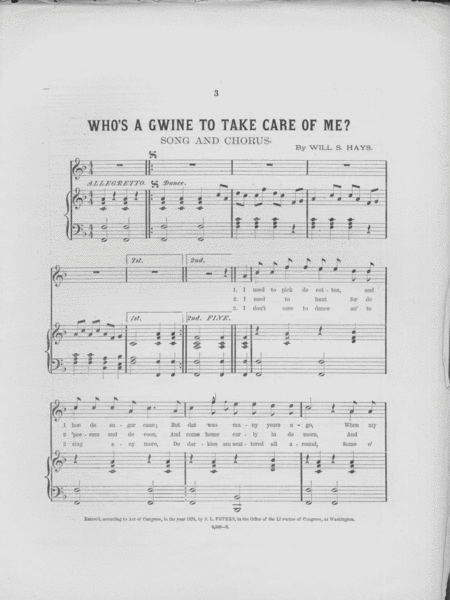 Who's a Gwine to Take Care of Me? Song & Chorus