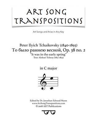 Book cover for TCHAIKOVSKY: То было раннею весной, Op. 38 no. 2 (transposed to C major)