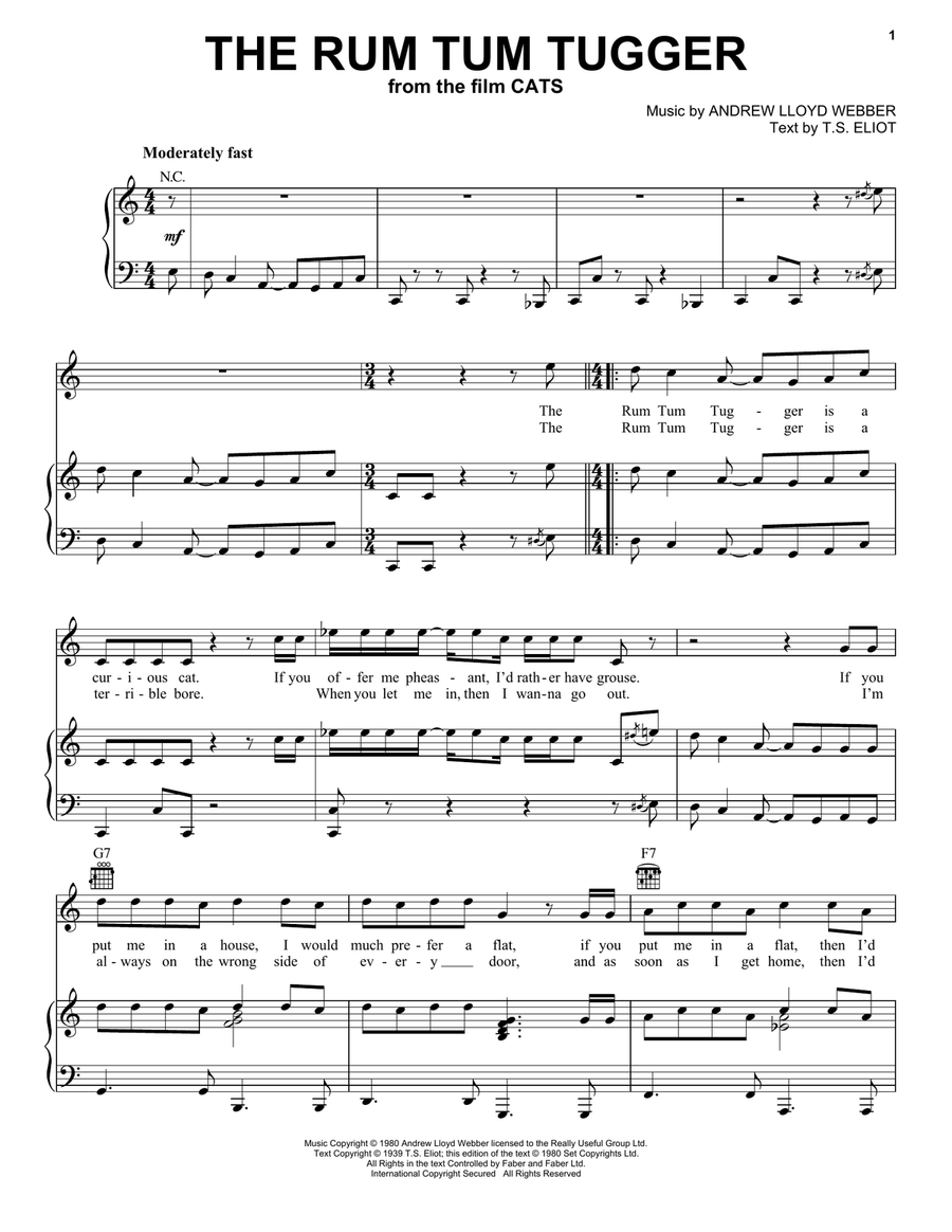 The Rum Tum Tugger (from the Motion Picture Cats) Piano, Vocal, Guitar scores gallery preview page 1