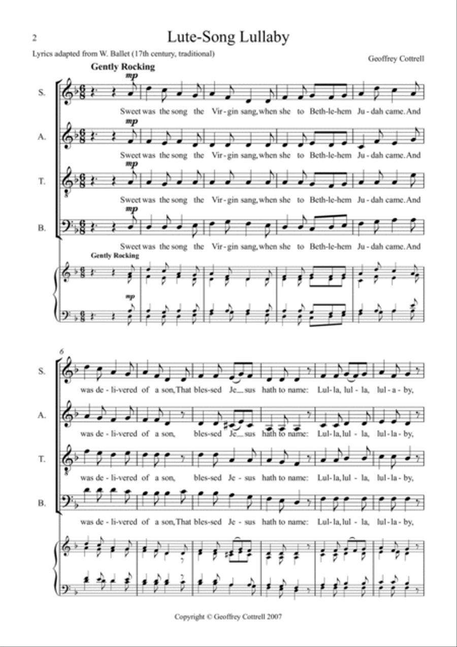 Lute-Song Lullaby Lute-Song Lullaby Choir scores gallery preview page 2