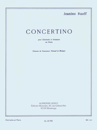 Book cover for Concertino Op 15 Pour Clarinette Et Orchestre Version Clarinette Et Piano