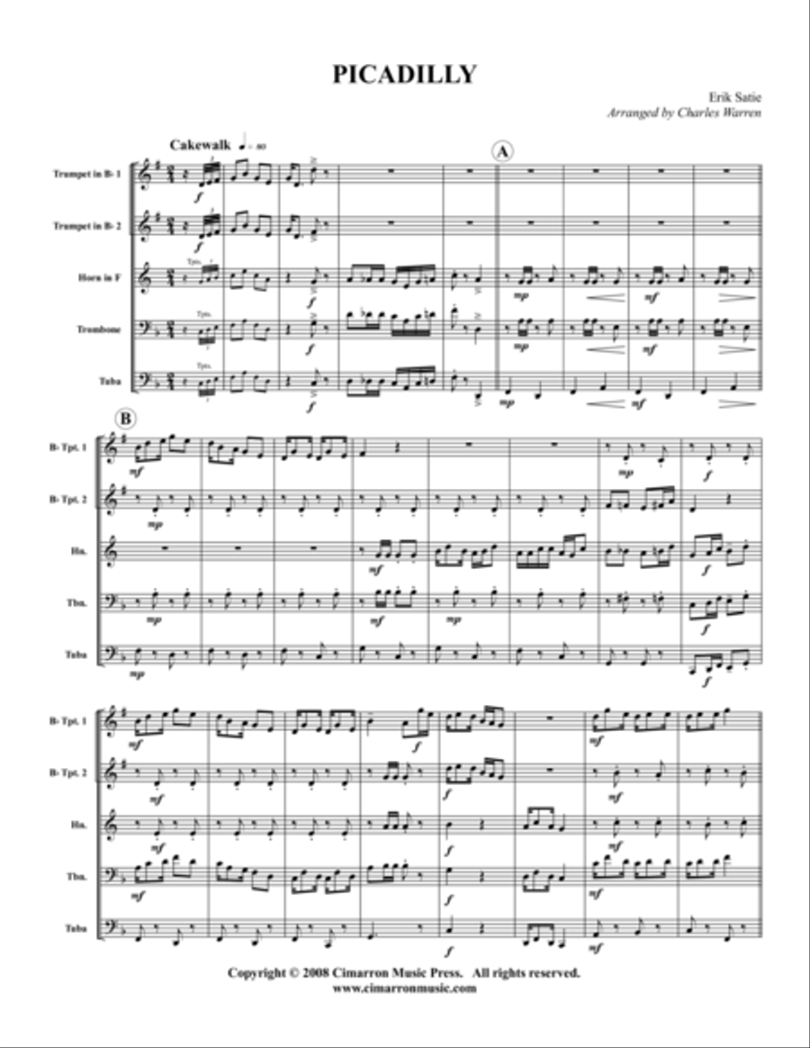 Piccadilly (1904) Brass Quintet scores gallery preview page 1