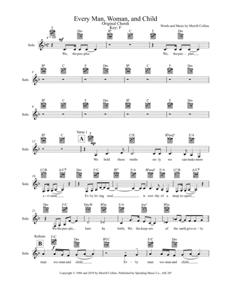 Every Man, Woman, and Child - Lead Sheet - Original - F Major