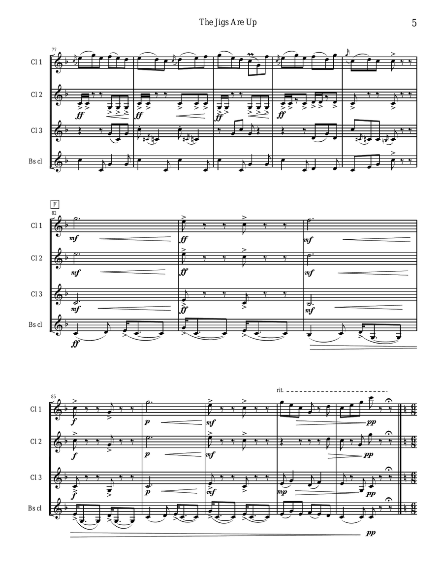 The Jigs are Up - Celtic Music for Clarinet Quartet Clarinet Quartet scores gallery preview page 5