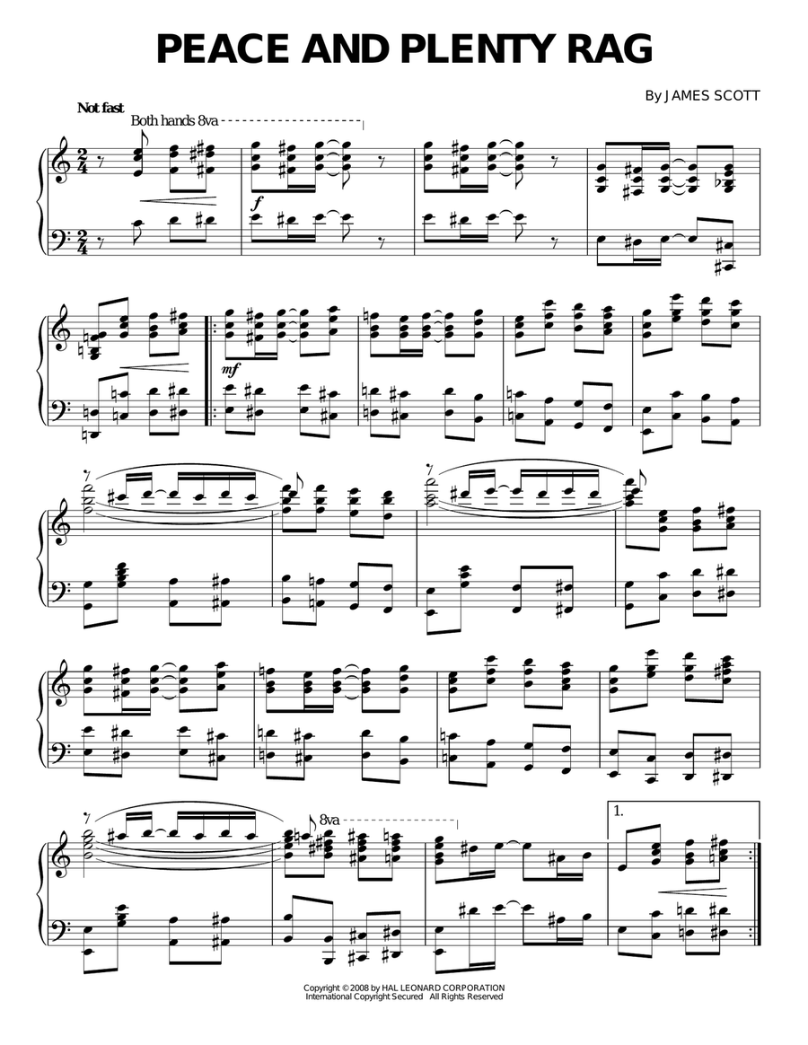 Peace And Plenty Rag Piano Solo scores gallery preview page 1