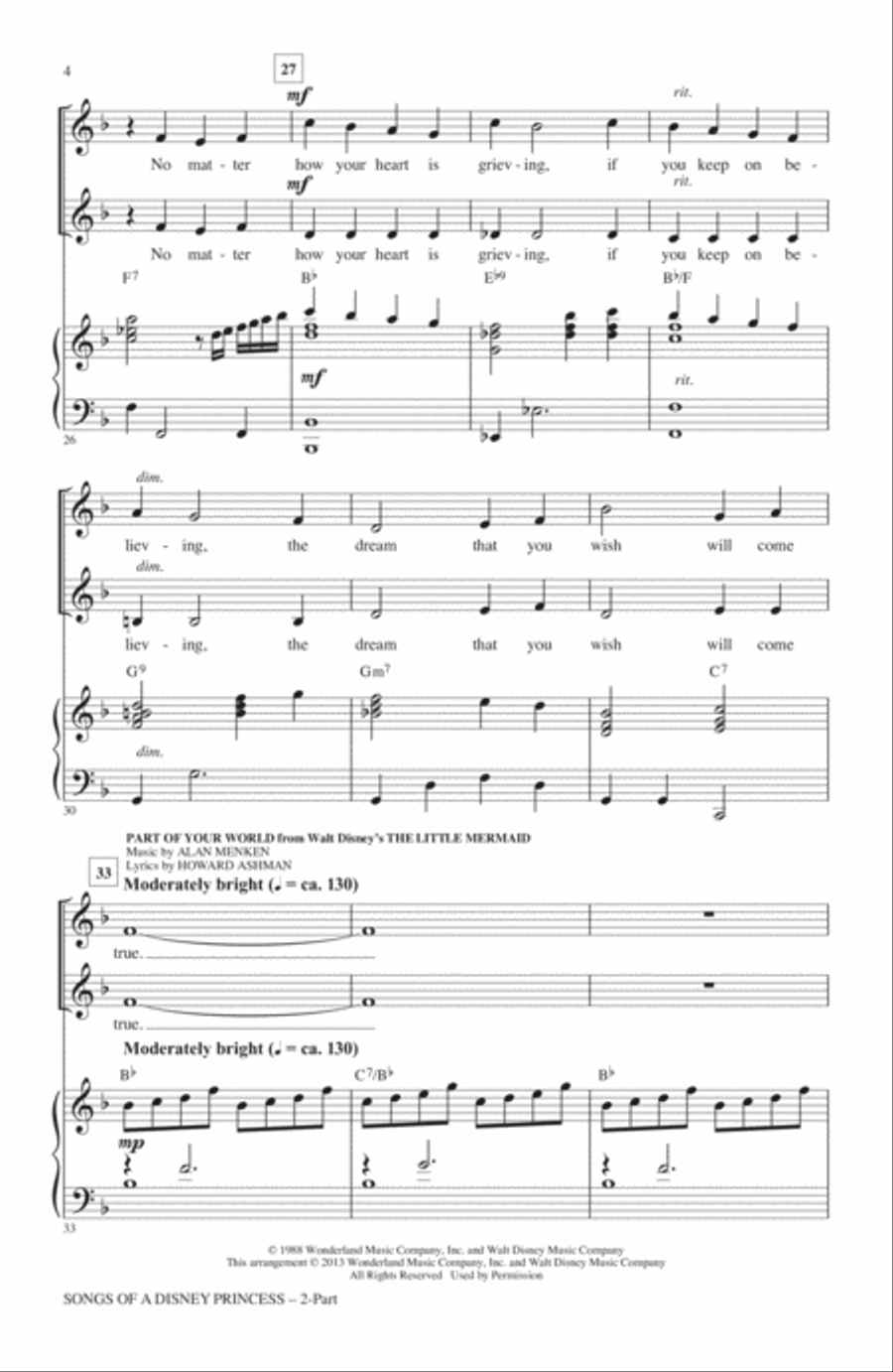 Songs of a Disney Princess (Choral Medley) 2-Part scores gallery preview page 3
