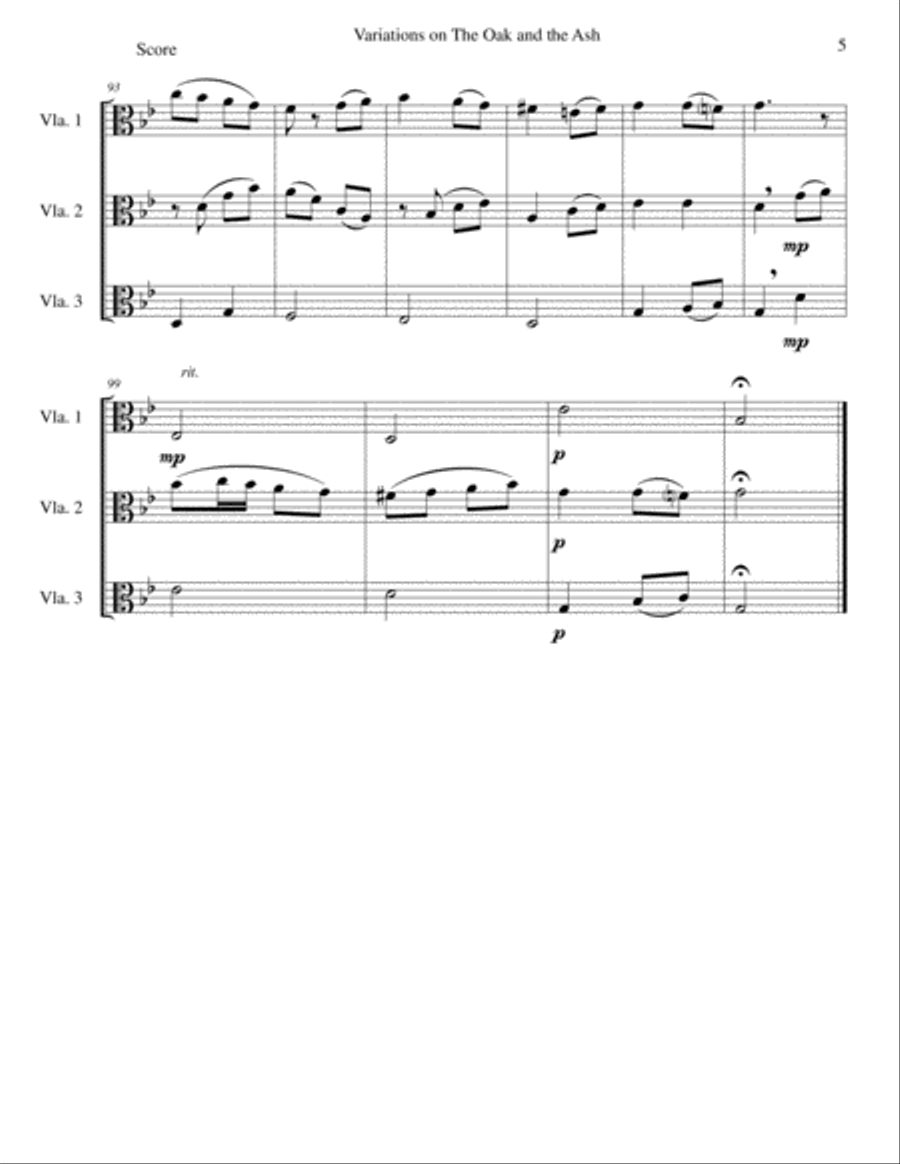Variations on The Oak and the Ash (A north country Maid) for viola trio Viola Solo scores gallery preview page 5