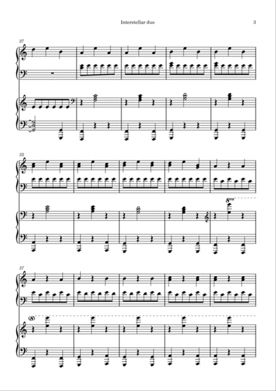 Interstellar Interstellar 1 Piano, 4-Hands scores gallery preview page 3