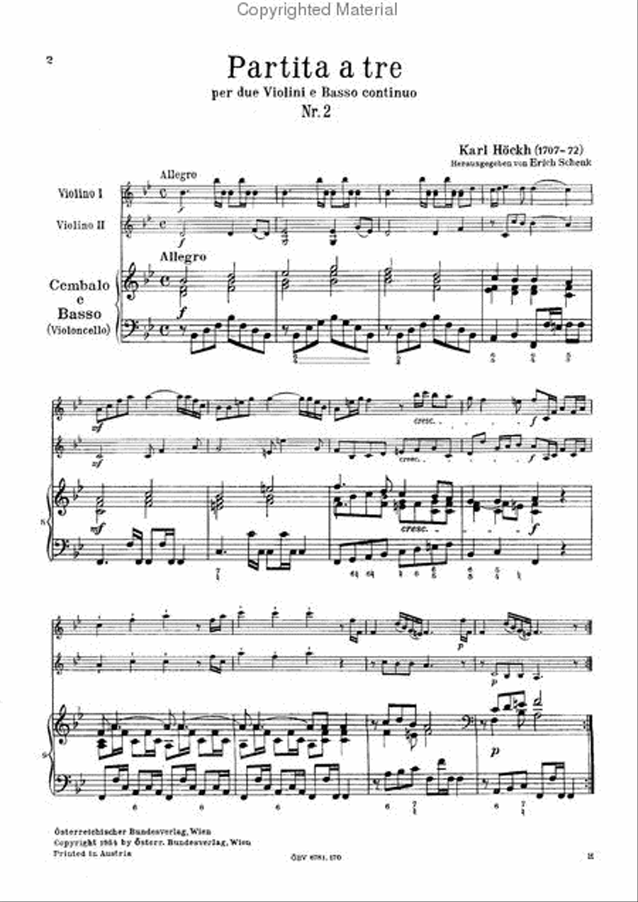 Partita a tre Nr. 2 B-Dur Violin scores gallery preview page 2