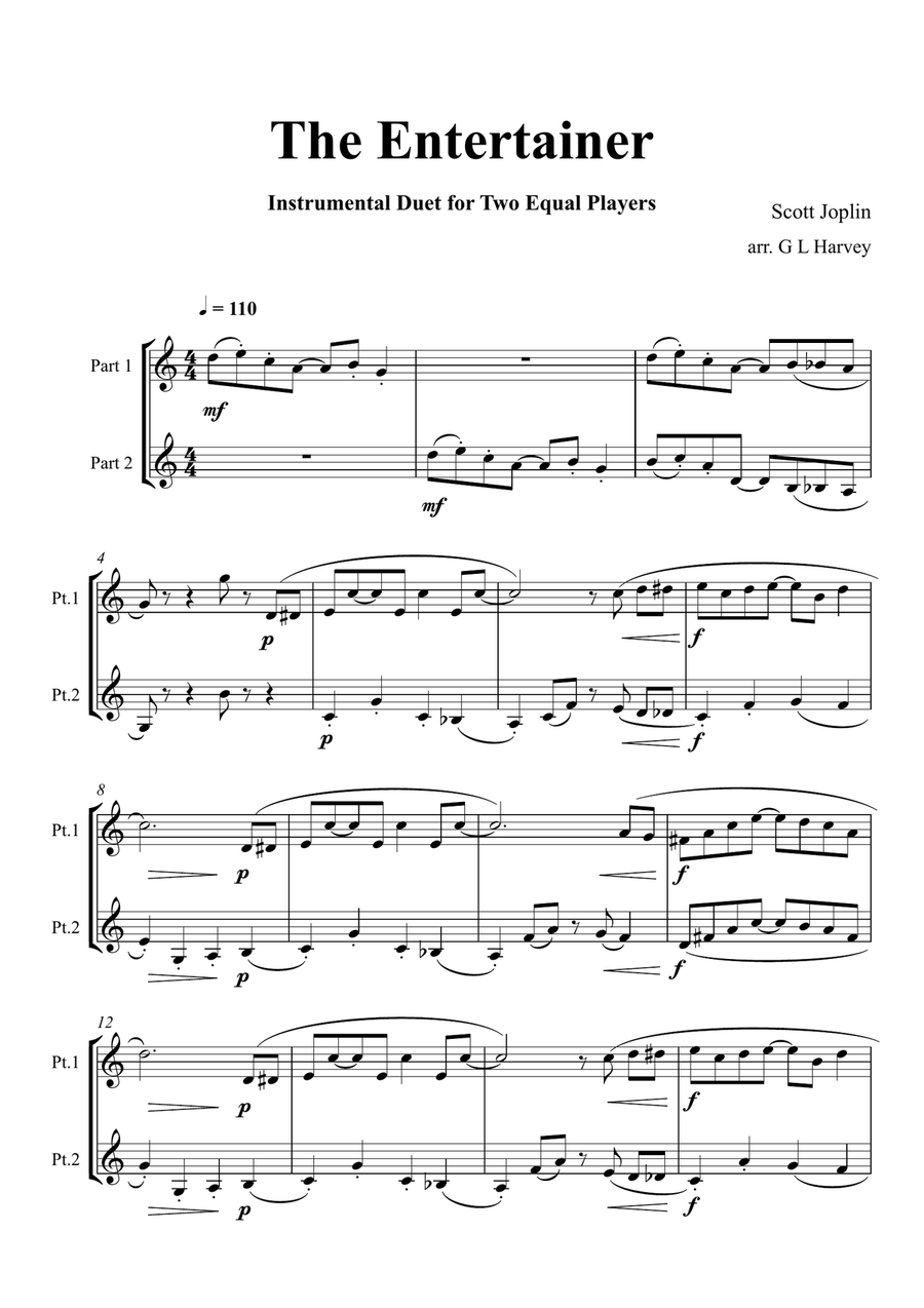 The Entertainer (Brass, Clarinet or Bassoon Duet) Woodwind Duet scores gallery preview page 2