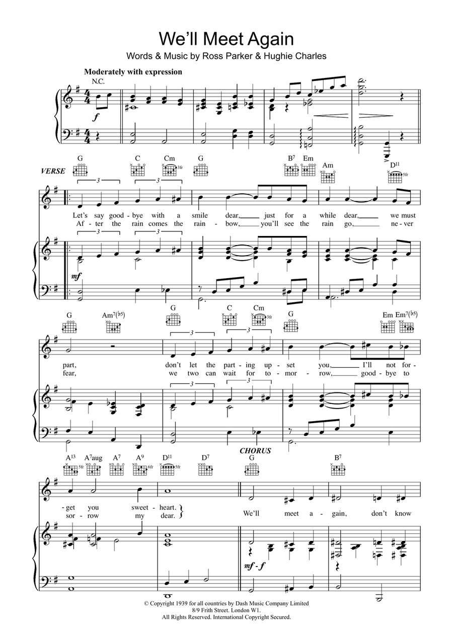 We'll Meet Again Piano, Vocal scores gallery preview page 1