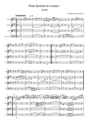 Mozart - Flute Quartet in A major, K.298 - Full Score Original Complete