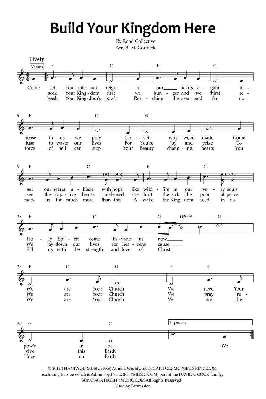 Build Your Kingdom Here Piano scores gallery preview page 1
