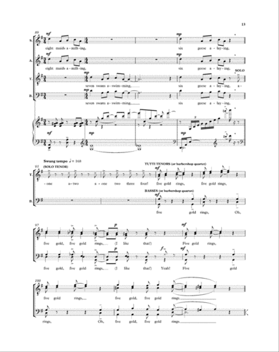 The Twelve Days of Christmas 4-Part scores gallery preview page 2