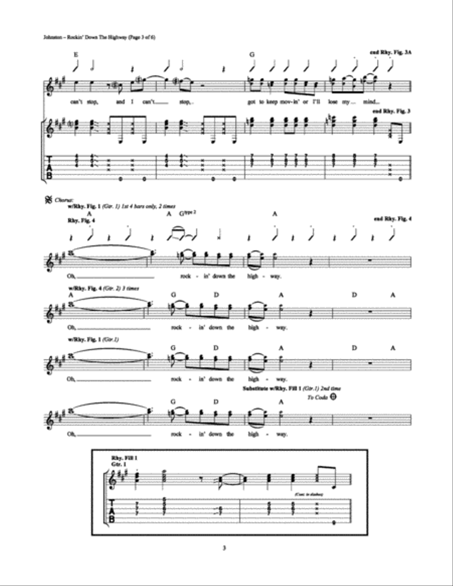 Rockin' Down the Highway Electric Guitar scores gallery preview page 3