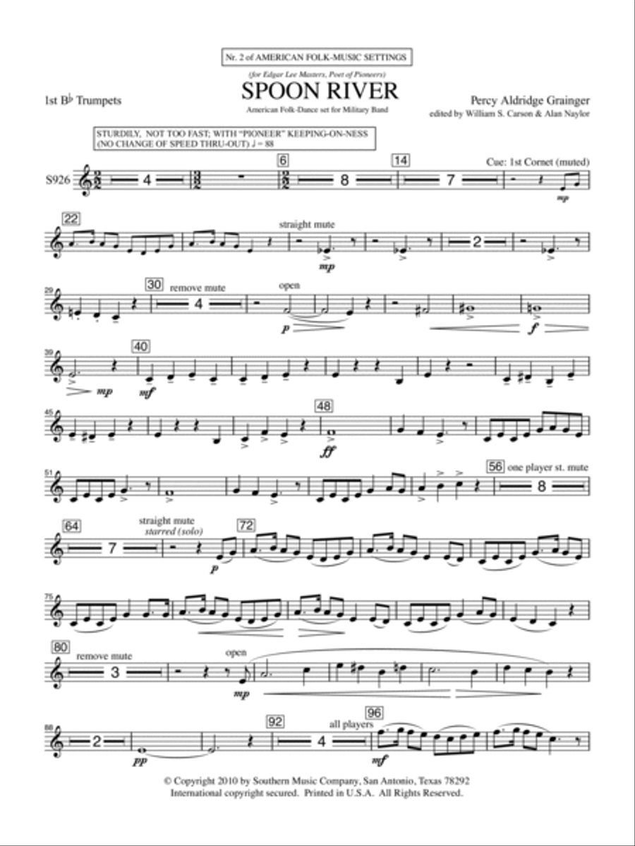 Spoon River - Trumpet 1 Concert Band scores gallery preview page 2