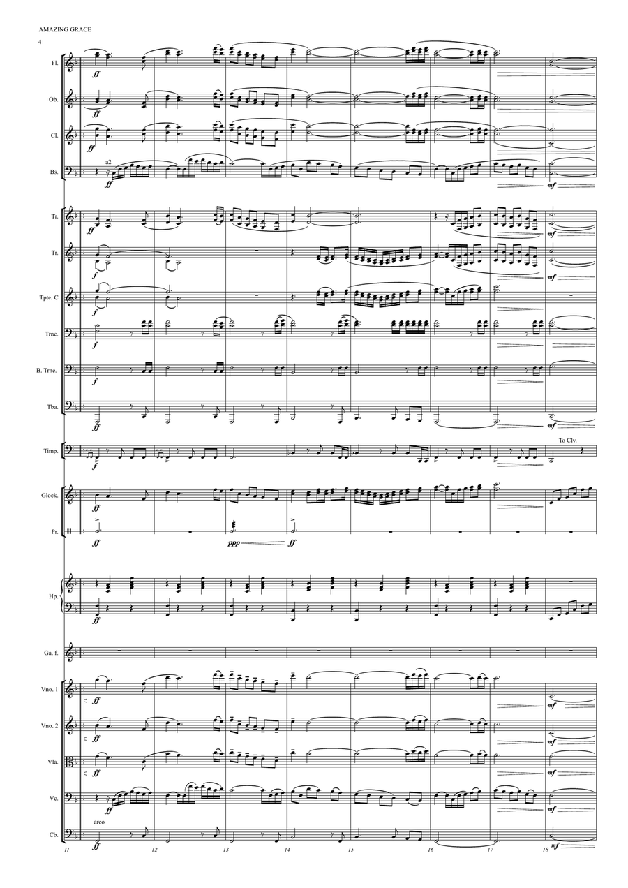 AMAZING GRACE for BAGPIPE and ORCHESTRA Full Orchestra scores gallery preview page 4