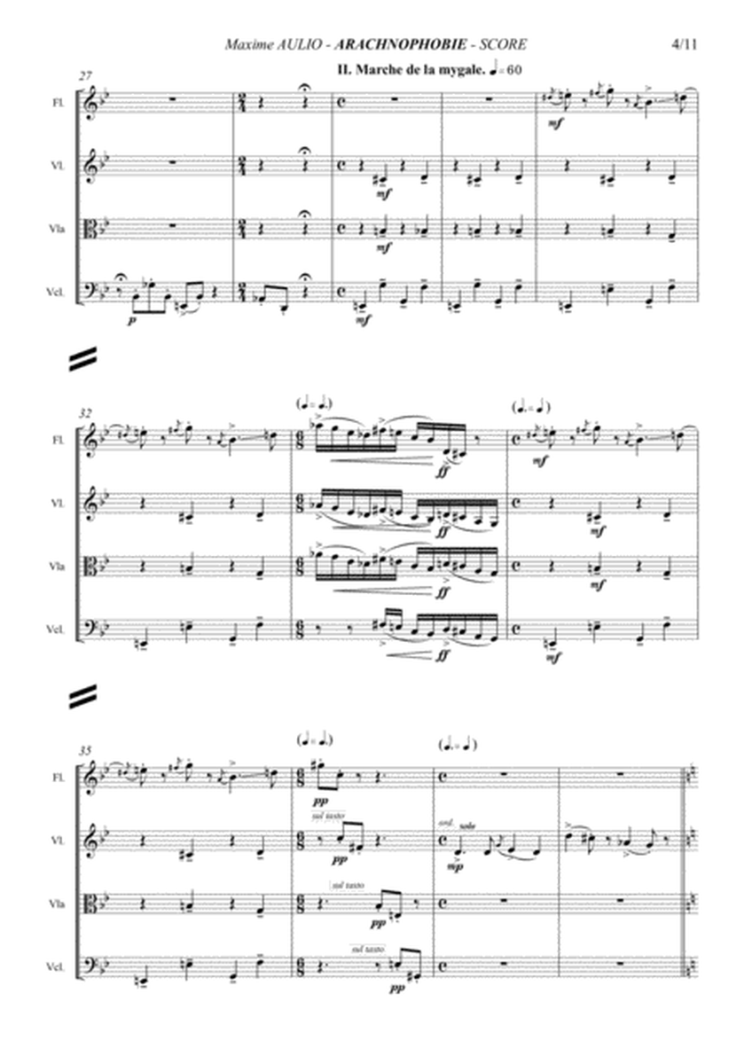 Arachnophobia, for flute & string trio - score