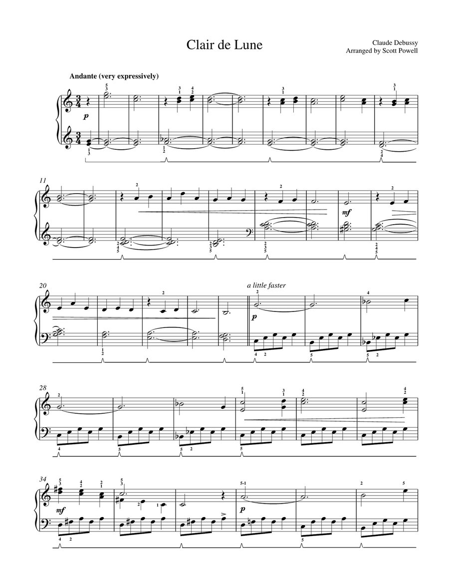 Clair de Lune - for Easy Piano Piano Method scores gallery preview page 1