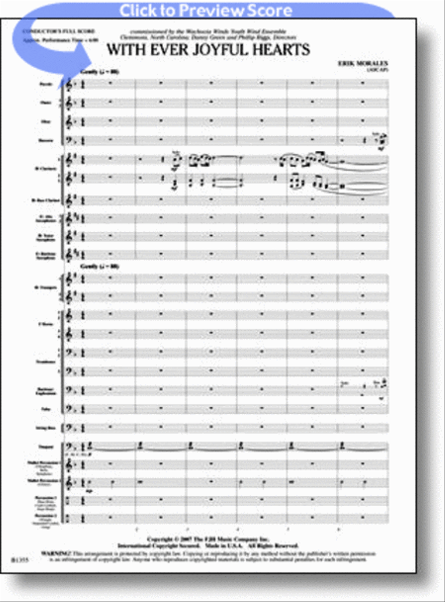 With Ever Joyful Hearts Concert Band scores gallery preview page 1